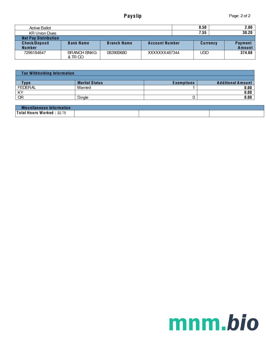 Kroger spożywczy payslip szablon w formacie Word i PDF, 2